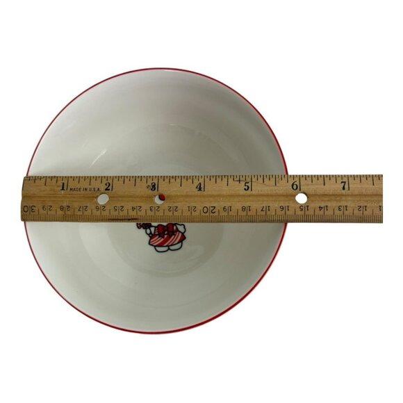 Hello Kitty Christmas Holiday Candy Cane Ceramic Bowl by Sanrio Set of 2 6" NEW - Picture 7 of 9
